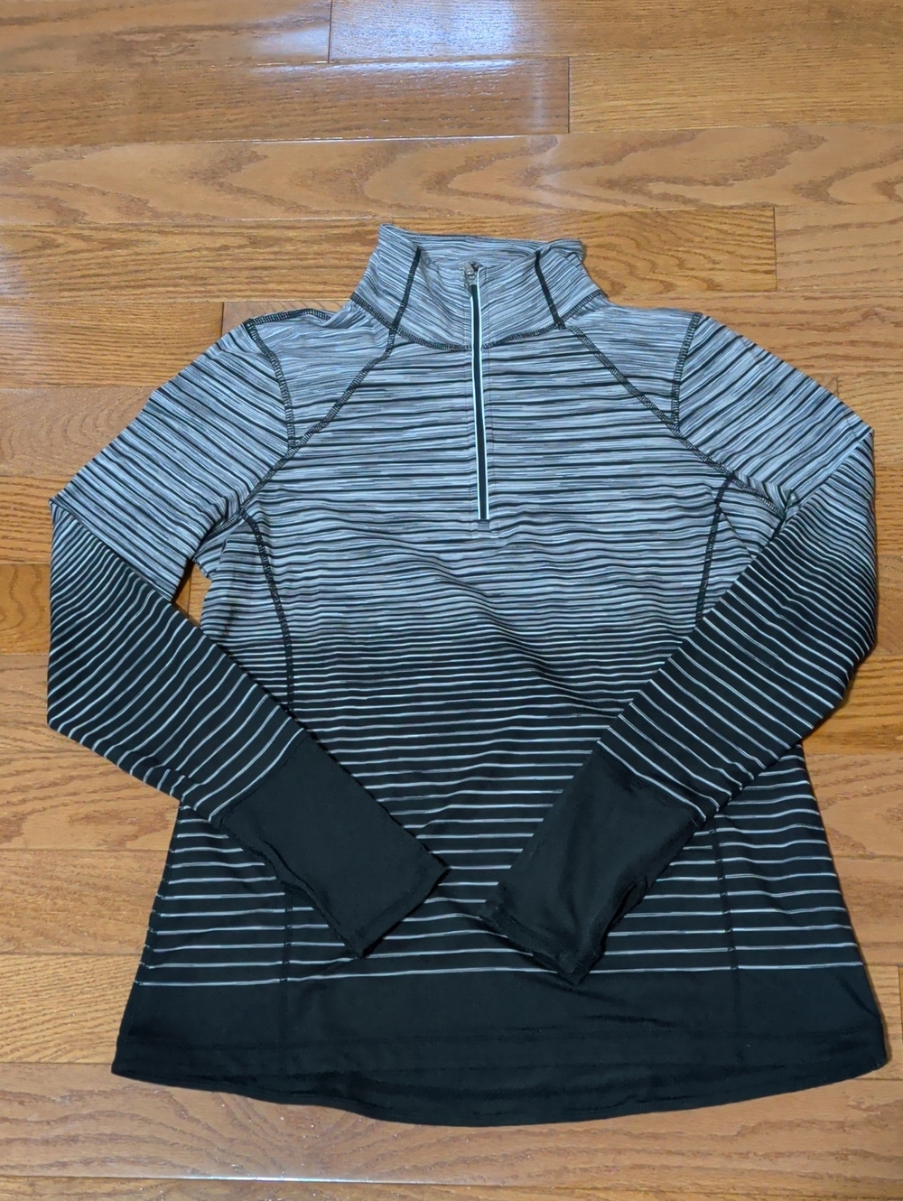 Kirkland Women's Black & Gray Striped Half-Zip Performance Top